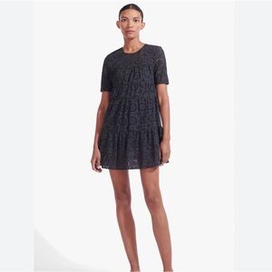 NEW Staud Mini Hyacinth Dress Black Eyelet Size Medium Girly NWT